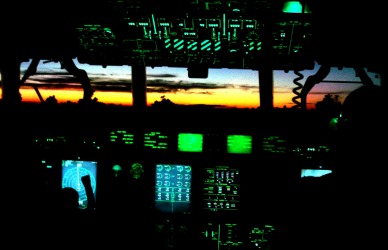 sunset in the cockpit